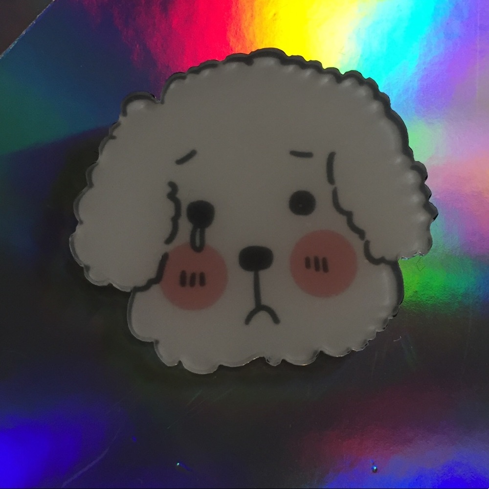 ๐ถ Cute sad tear crying roses cheek puppy dog cartoon brooch ๐ถ